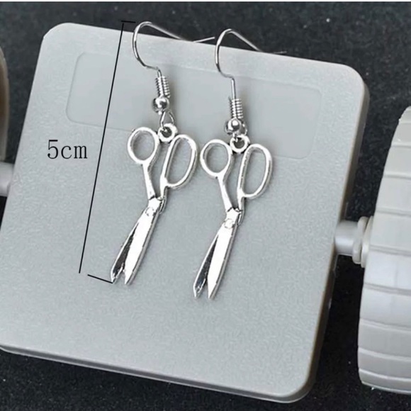 New Sterling Silver Handmade Punk Scissor Drop Earrings Minimalist Earrings - Picture 5 of 10